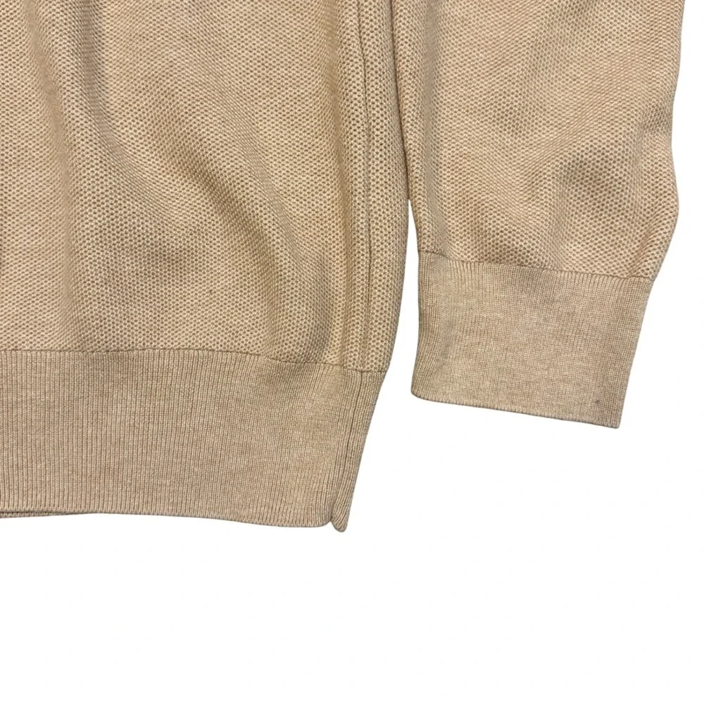 Polo Ralph Lauren Men Crewneck Sweater Mesh-Knit‎ Cotton Tan Camel Large Pony